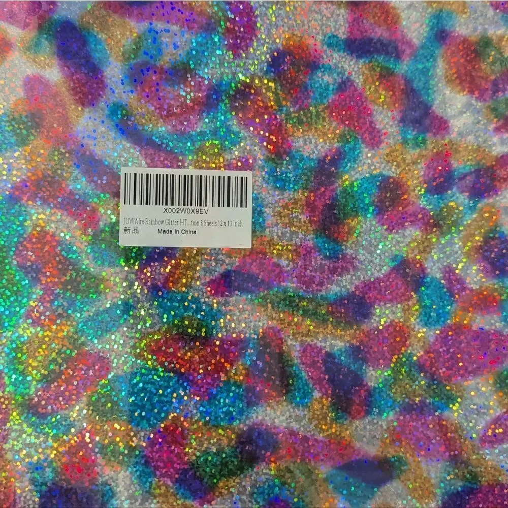 💎2/25 Holographic Rainbow Glitter Heat Transfer Vinyl 12x10 In - 6 Sheets Total